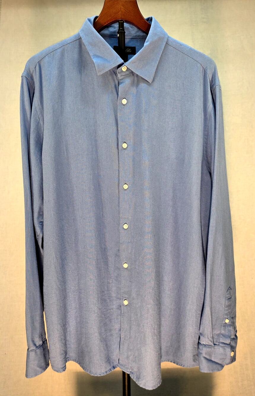 Tasso‎ Elba Men's Blue Linen Viscose Blend Long Sleeve Button Up Shirt Size XL